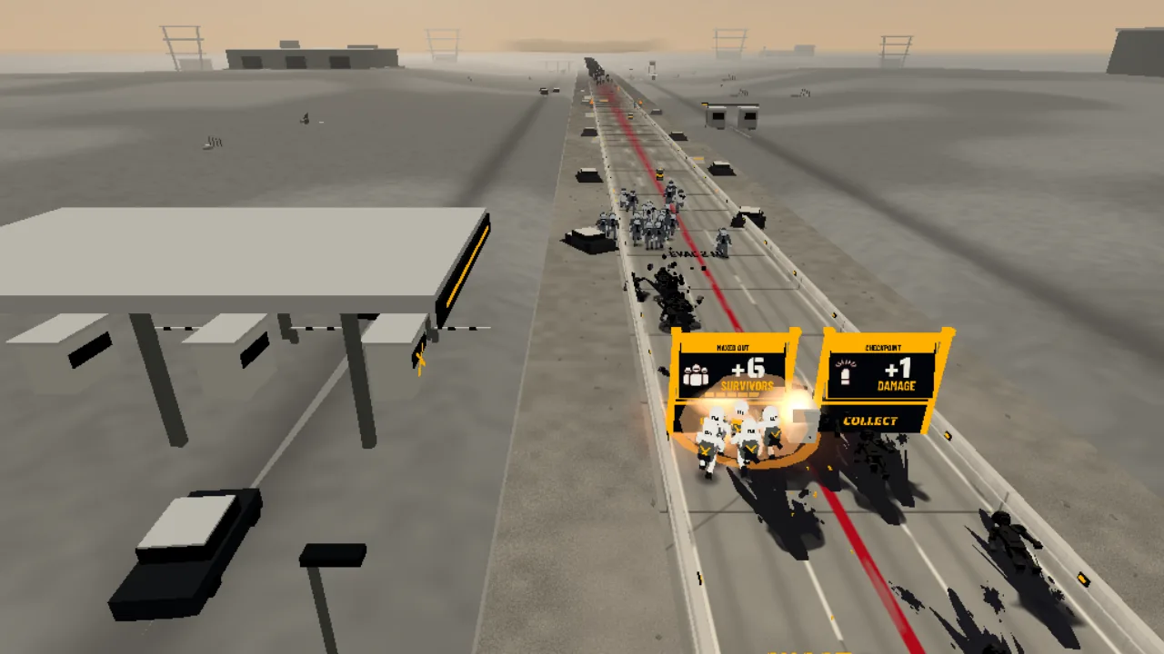 An advancing squad faces a growing crowd of infected on the evacuation route.